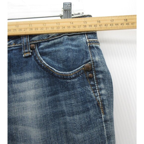 Rerock for Express Jeans 4 Bootcut Distressed Low Rise Embroidered - Picture 6 of 13